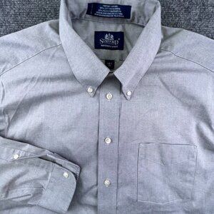 Stafford Button Up Shirt Gray Long Sleeve Men’s 16.5 33 NWOT Wrinkle Free